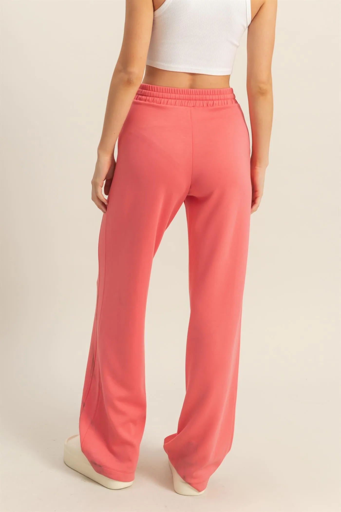 DZ25C725-High-Waist Drawstring Straight-Cut Pants