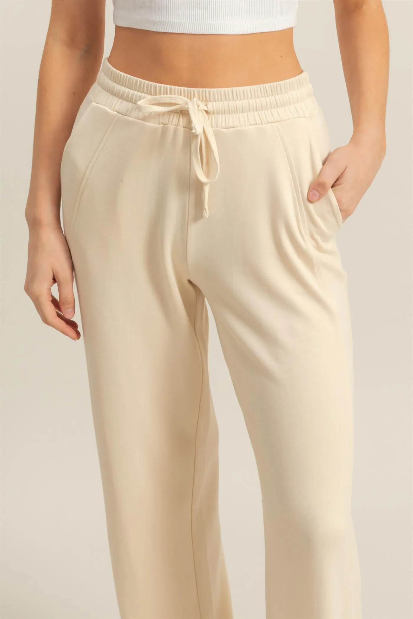 DZ25C725-High-Waist Drawstring Straight-Cut Pants