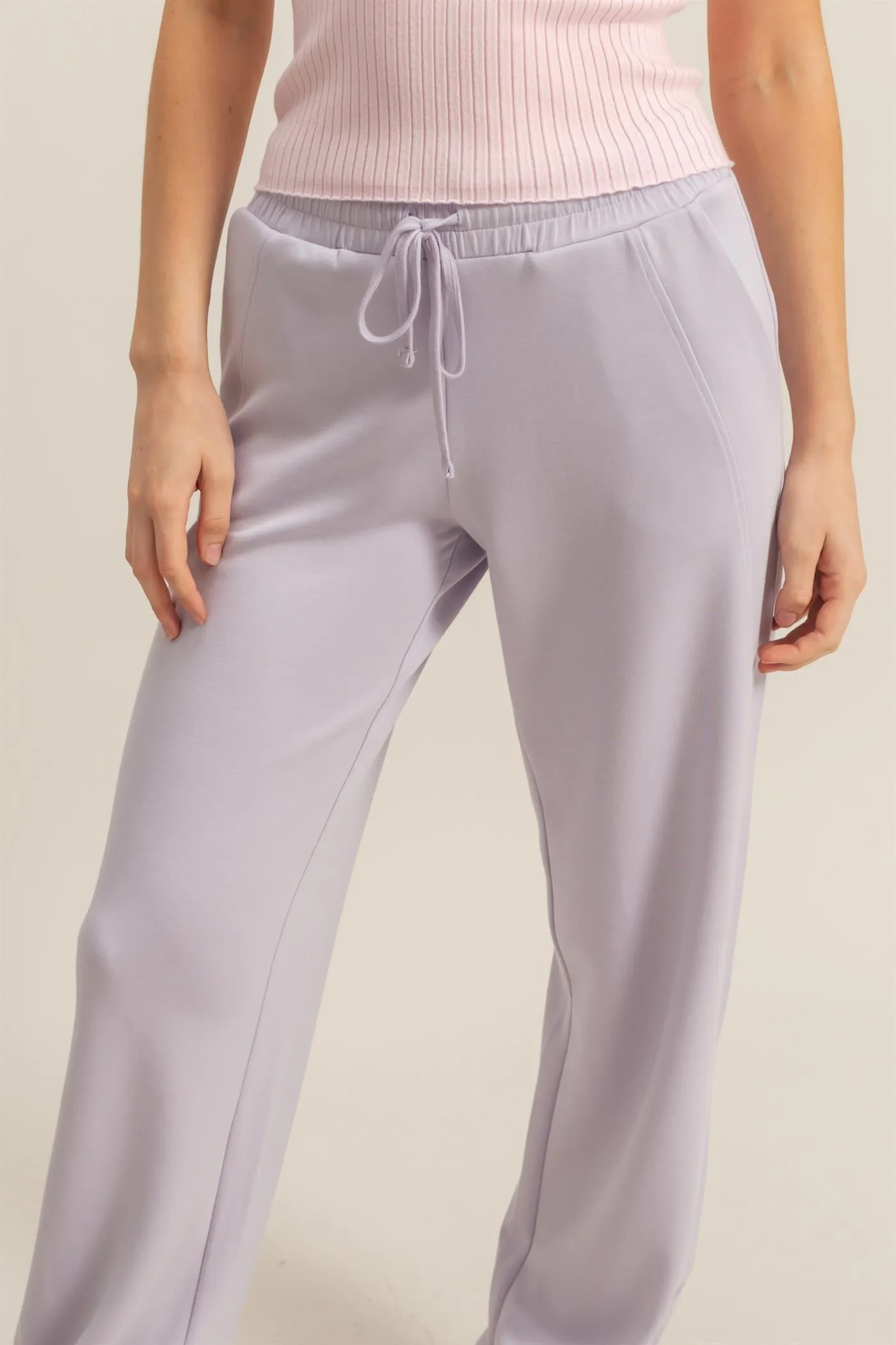 DZ25C725-High-Waist Drawstring Straight-Cut Pants