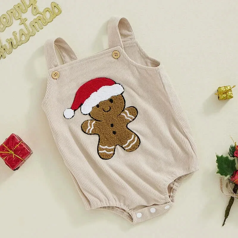 Gingerbread Man Corduroy Romper