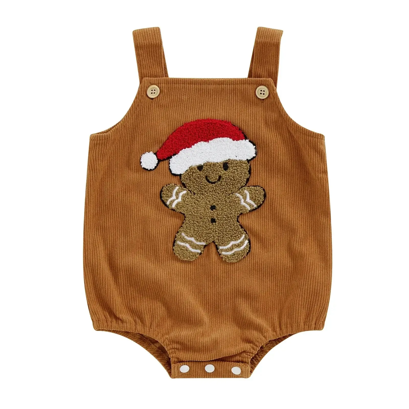 Gingerbread Man Corduroy Romper