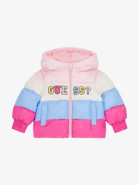 Guess Girls Striped Puffer Jacket in Multicolour