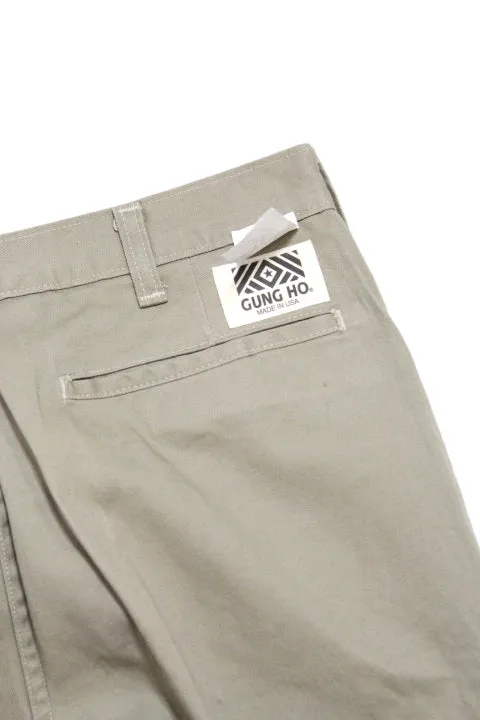 GUNG HO/KHAKI PLEATED CHINO PANTS-VINTAGE LABEL