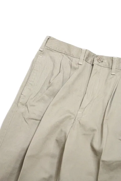 GUNG HO/KHAKI PLEATED CHINO PANTS-VINTAGE LABEL