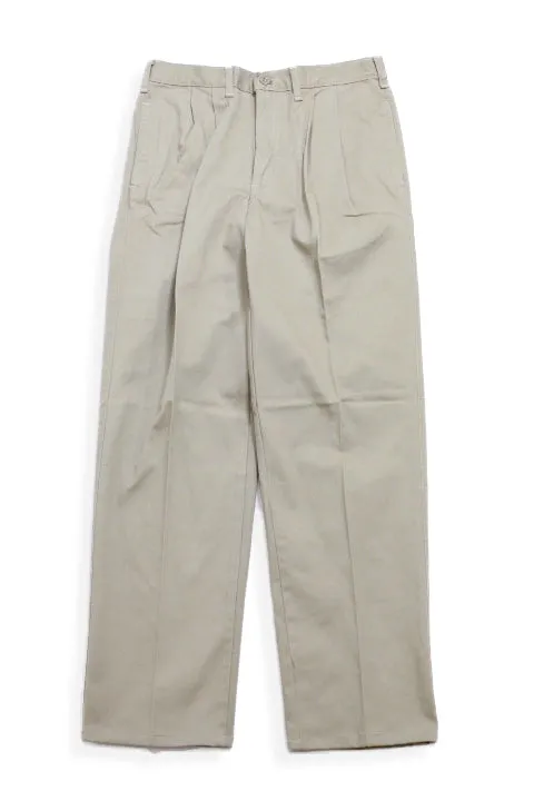 GUNG HO/KHAKI PLEATED CHINO PANTS-VINTAGE LABEL