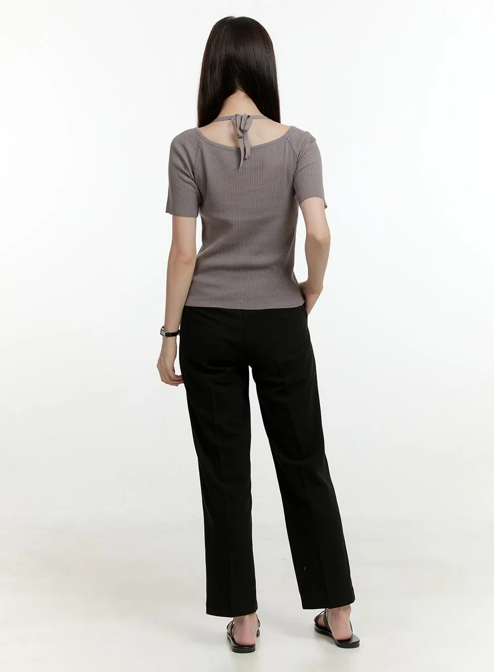 High Waist Cropped Straight Tailored Pants OL423