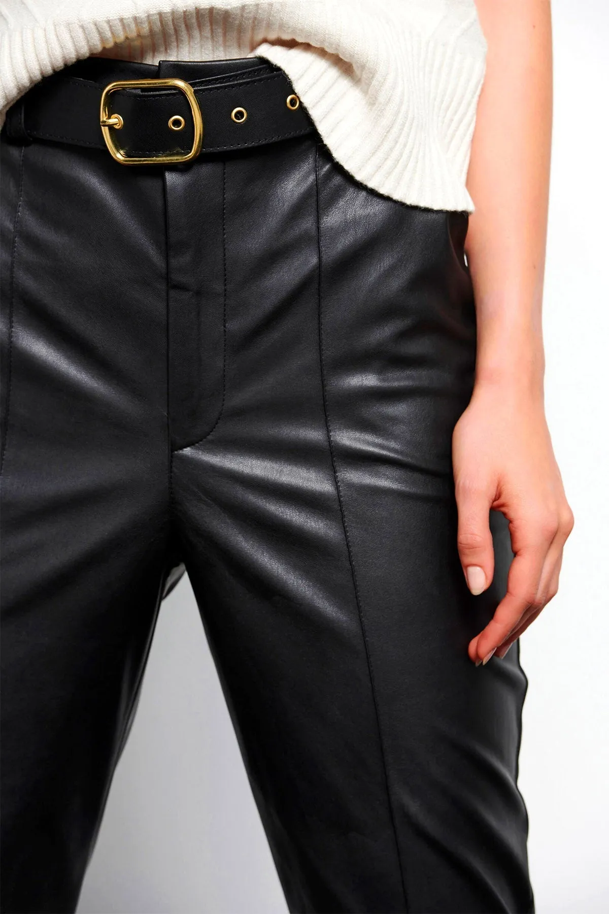 High Waist Faux Leather Pant