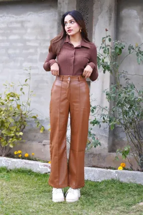 High Waist Faux Leather Pant