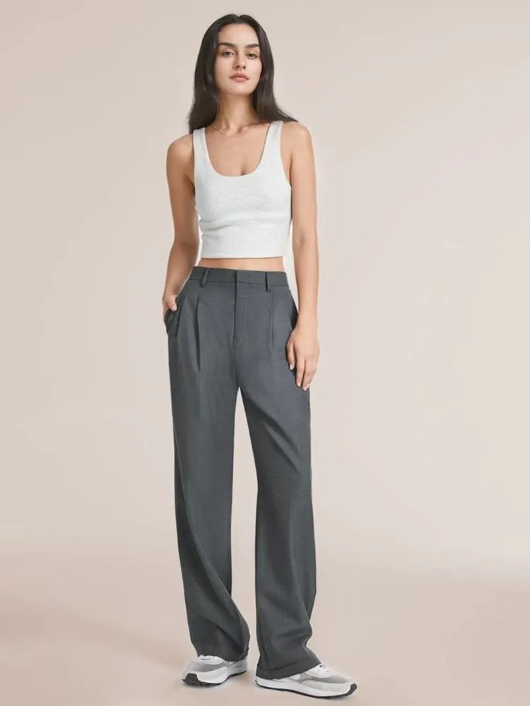 High Waist Wide Leg Pants Versatile Belt