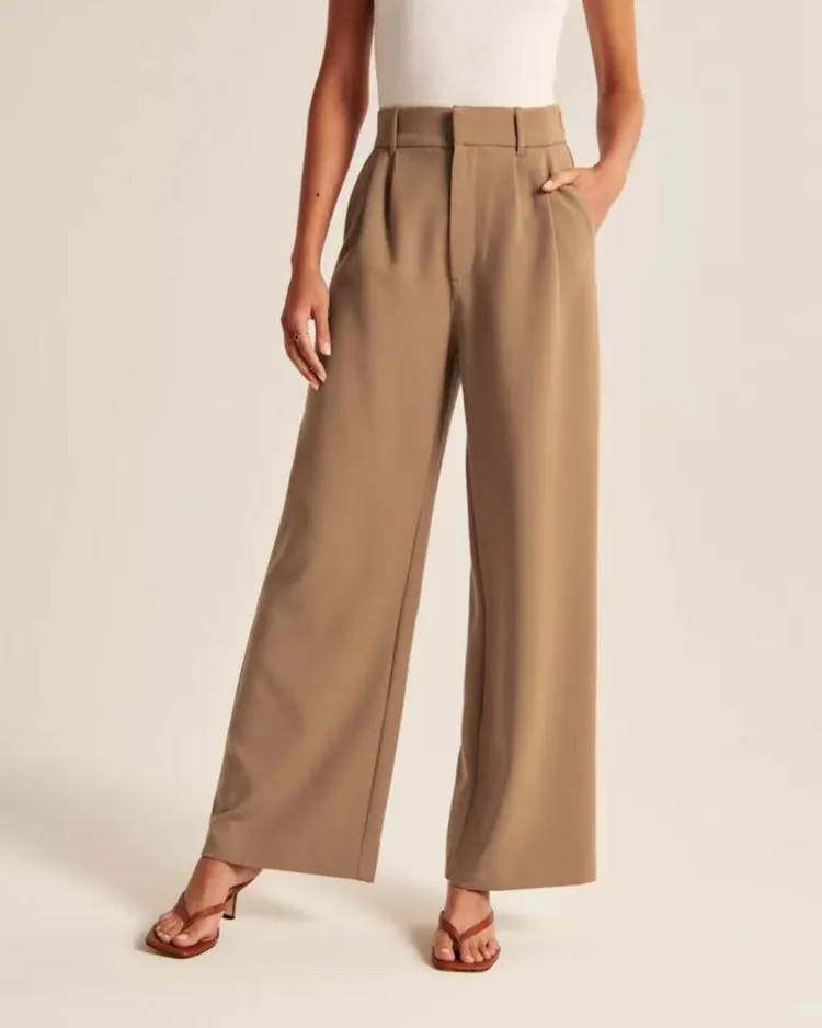 High Waist Wide Leg Pants Versatile Belt