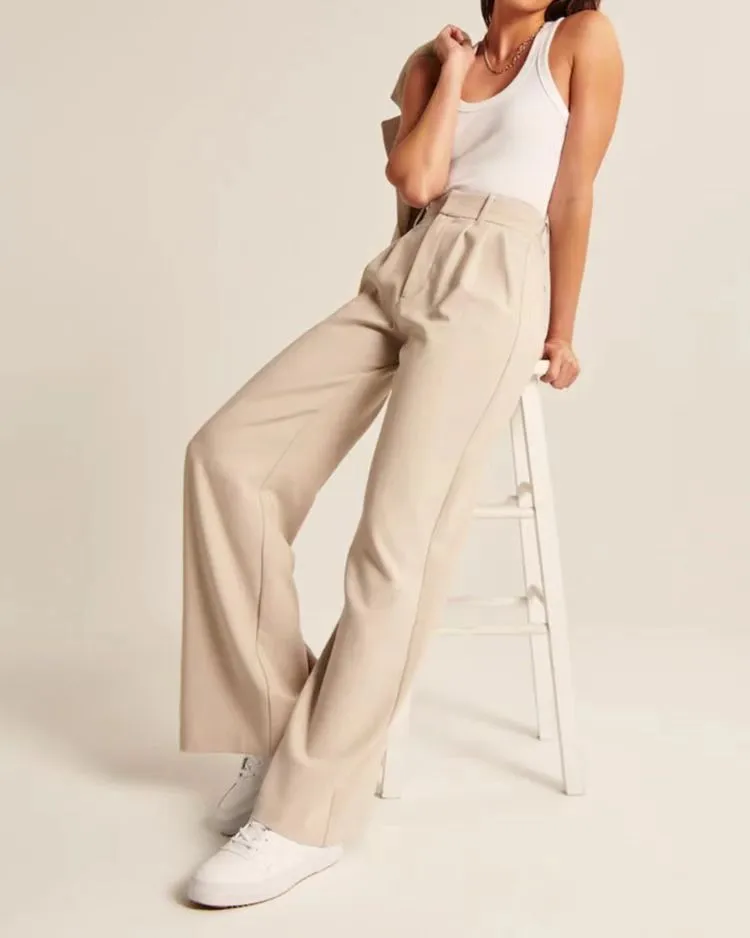 High Waist Wide Leg Pants Versatile Belt