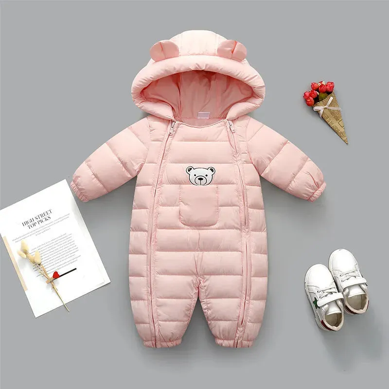 Infant Baby Puffer Hoodie Overall Romper Jumpsuit