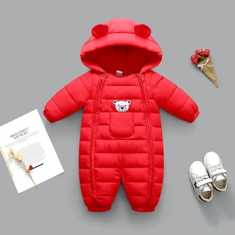 Infant Baby Puffer Hoodie Overall Romper Jumpsuit