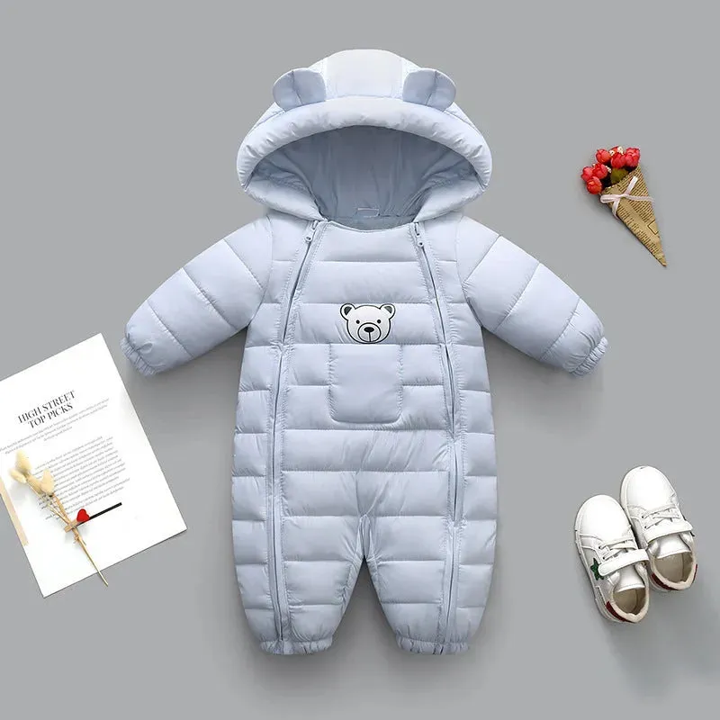 Infant Baby Puffer Hoodie Overall Romper Jumpsuit