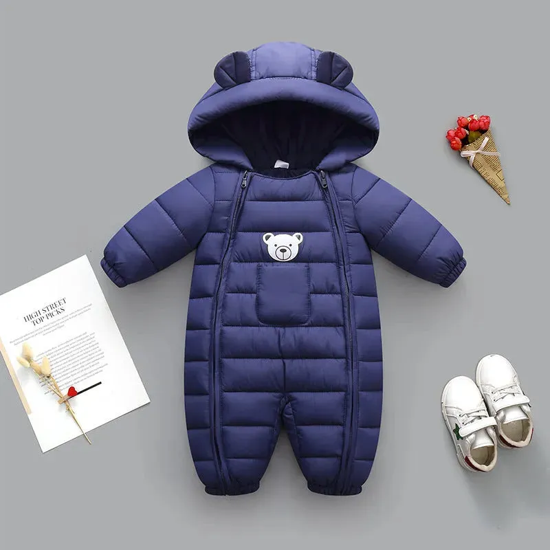 Infant Baby Puffer Hoodie Overall Romper Jumpsuit