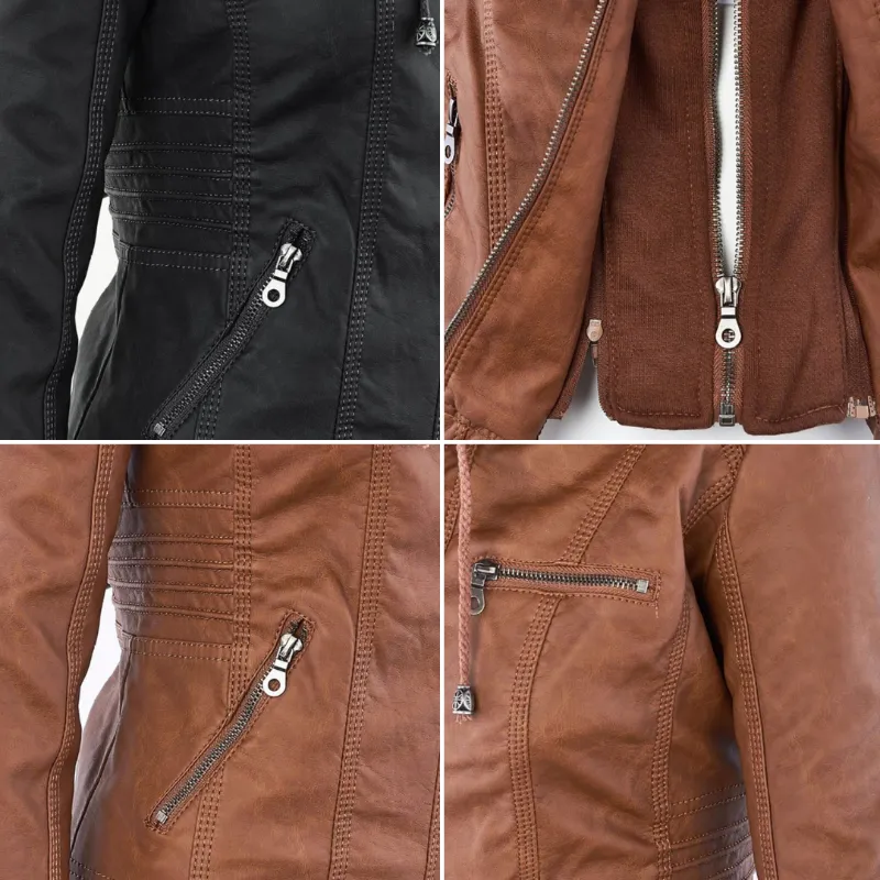 KAYLA™ | WINTER VEGAN LEATHER JACKET FOR WOMEN