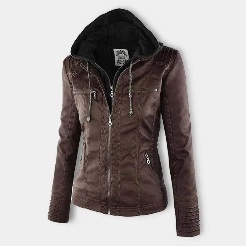 KAYLA™ | WINTER VEGAN LEATHER JACKET FOR WOMEN