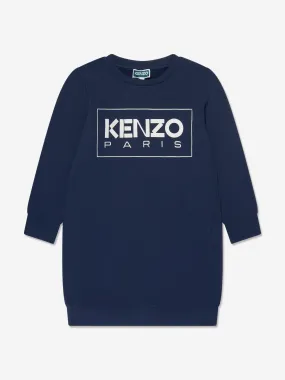 KENZO Girls Logo Sweater Dress in Navy