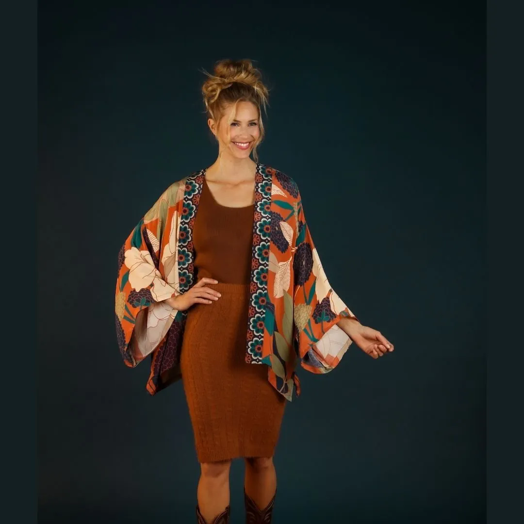 Kimono Winter Floral - Terracotta