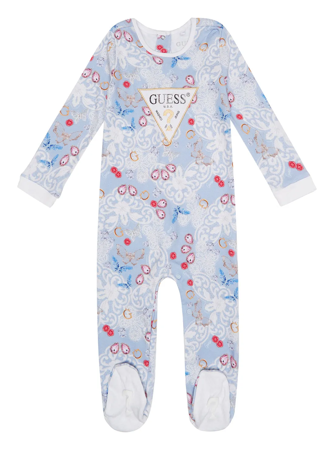 Lace Floral Print Logo Overall (0-12m)