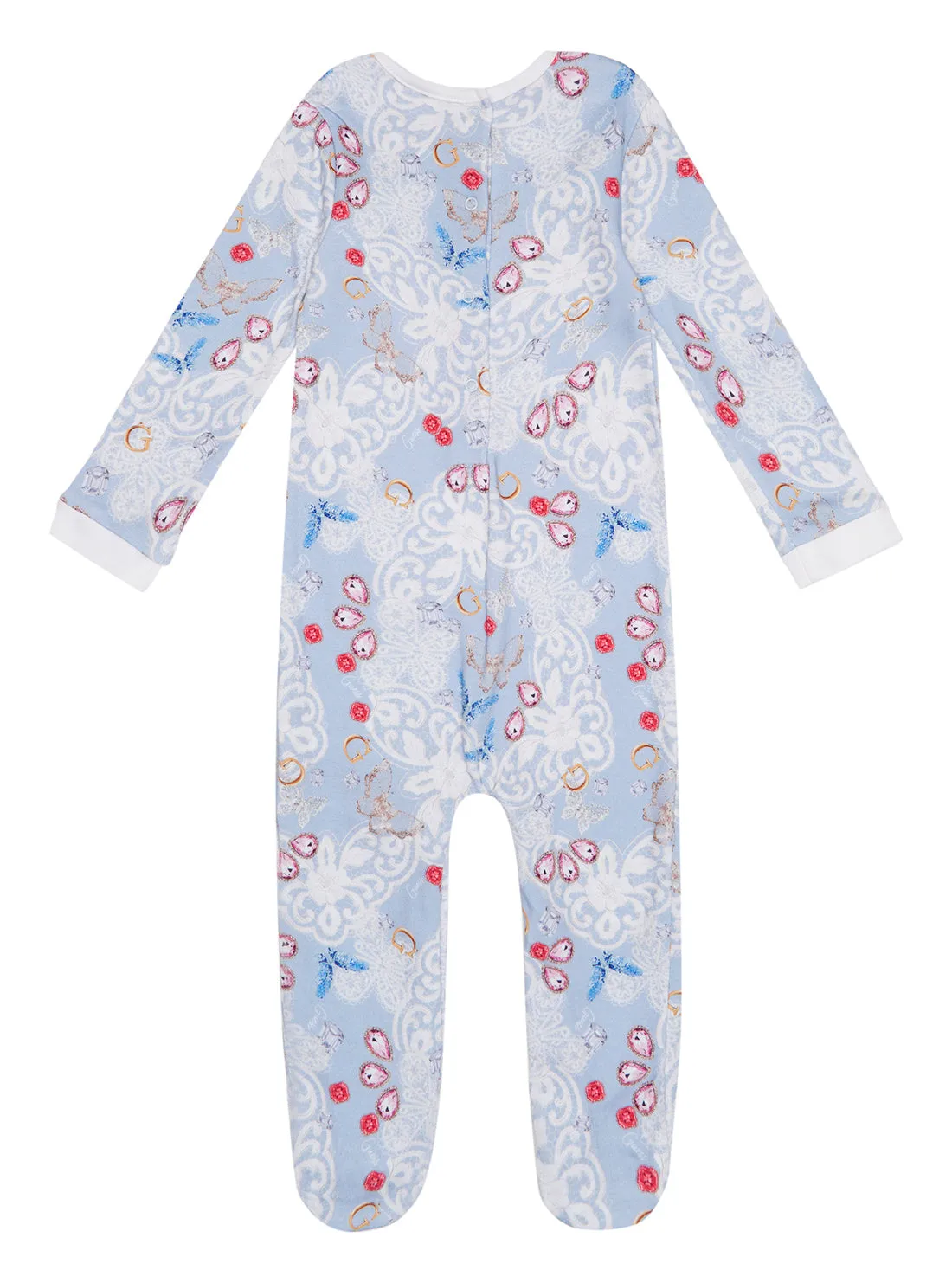 Lace Floral Print Logo Overall (0-12m)