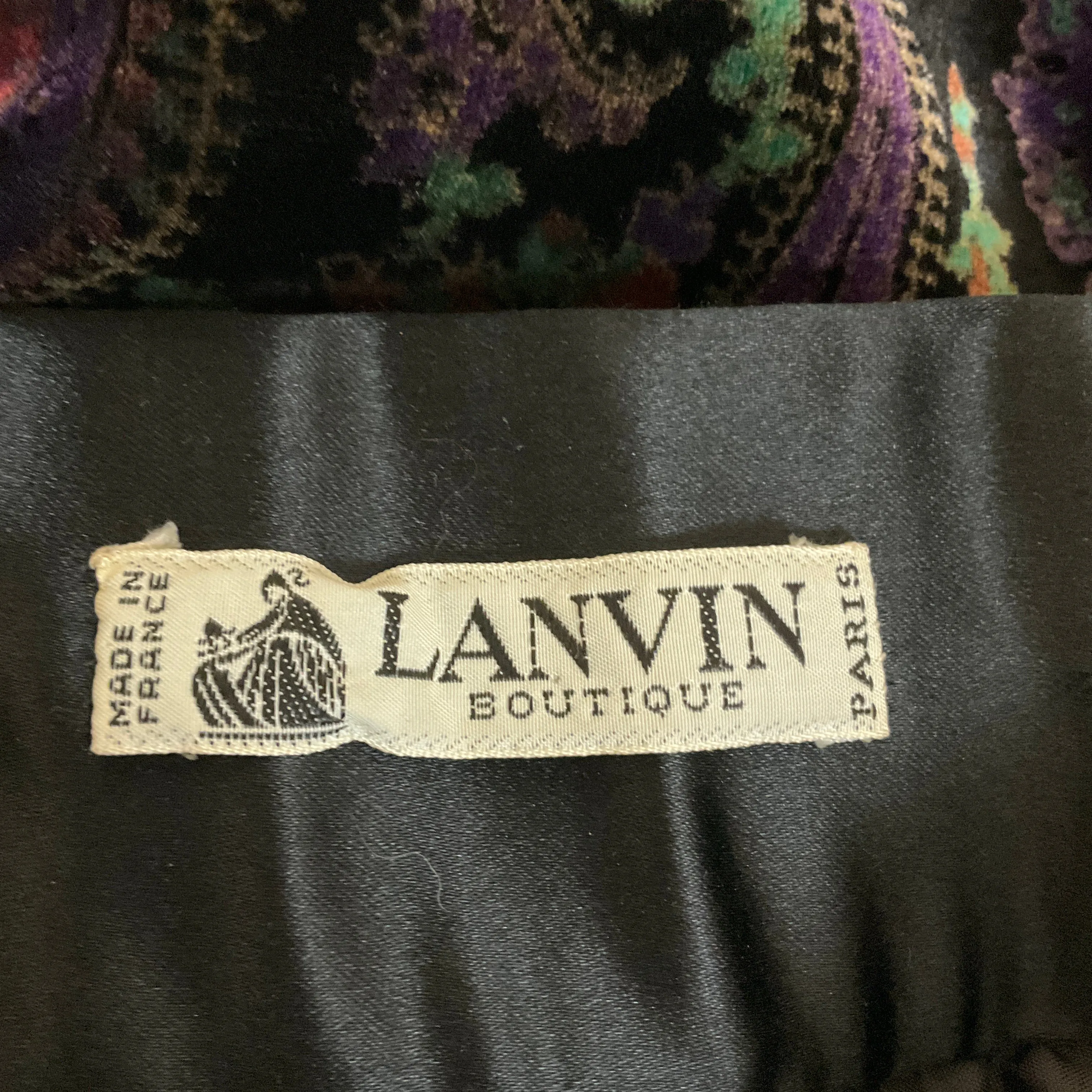 Lanvin Black / Purple Multi Vintage Paisley Velvet Skirt Set