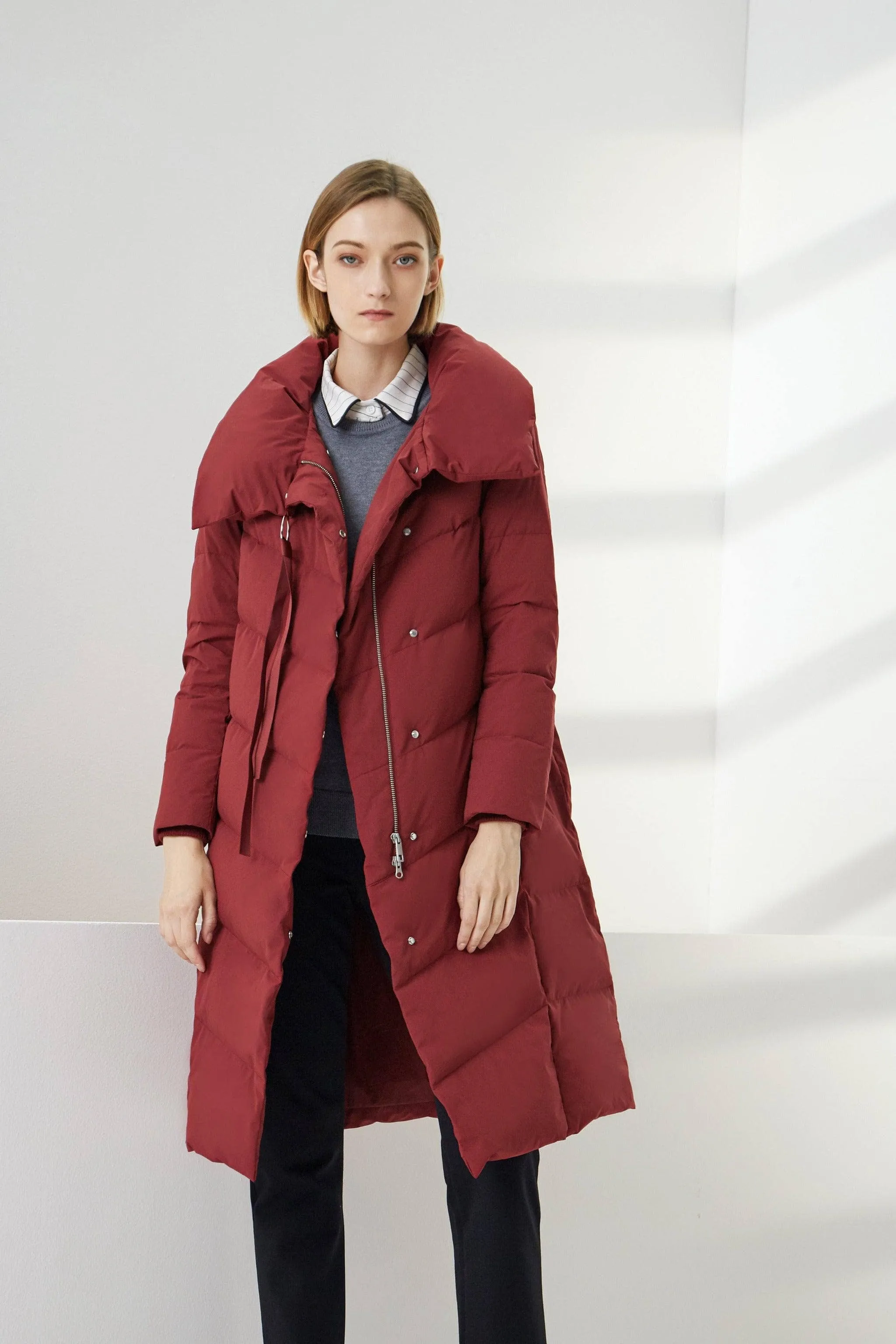 Long Lapel Goose Down Jacket