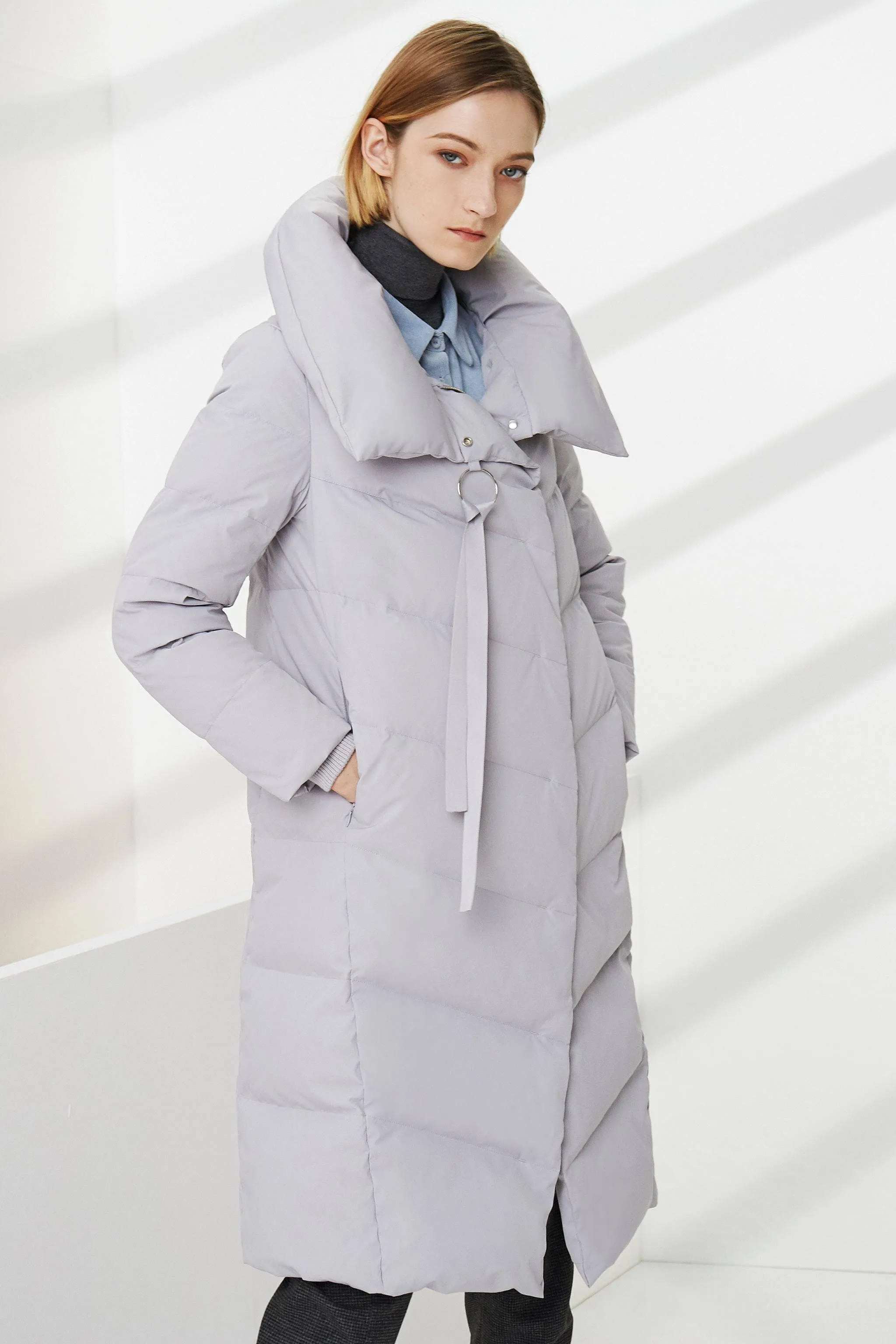 Long Lapel Goose Down Jacket