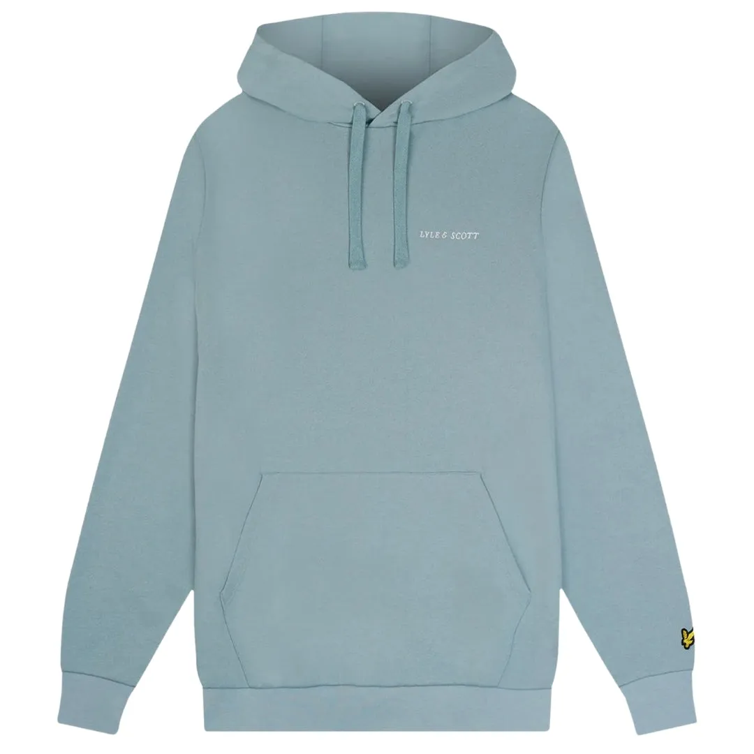 Lyle Scott Loopback Embroidered Logo Light Blue Pull Over Hoodie