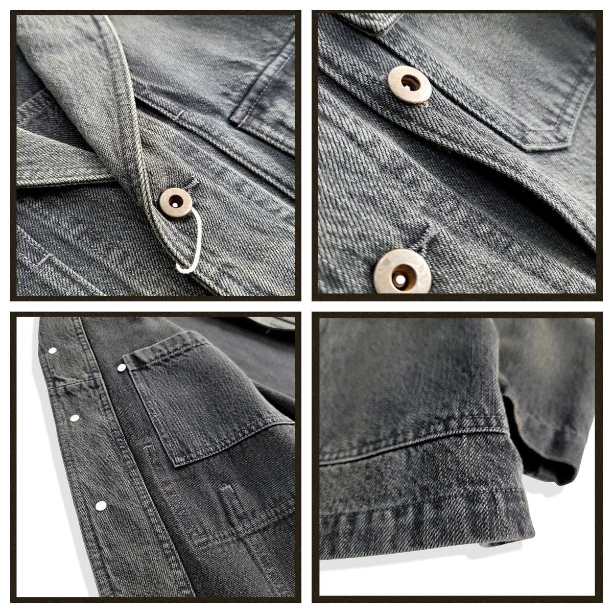 Men's Charcoal Black Shawl Collar Denim Jacket