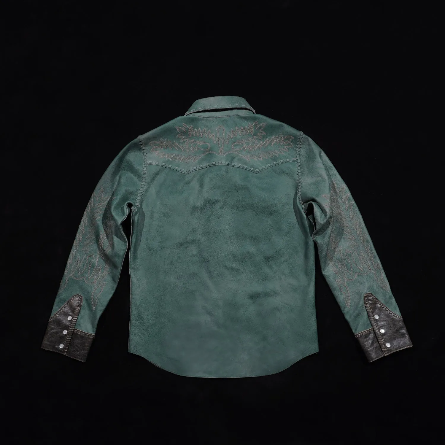 Men's Embroidered Western Leather Shirt