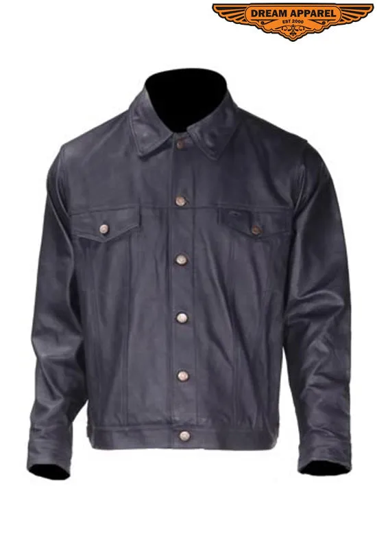 Mens Leather Shirt With Buttons