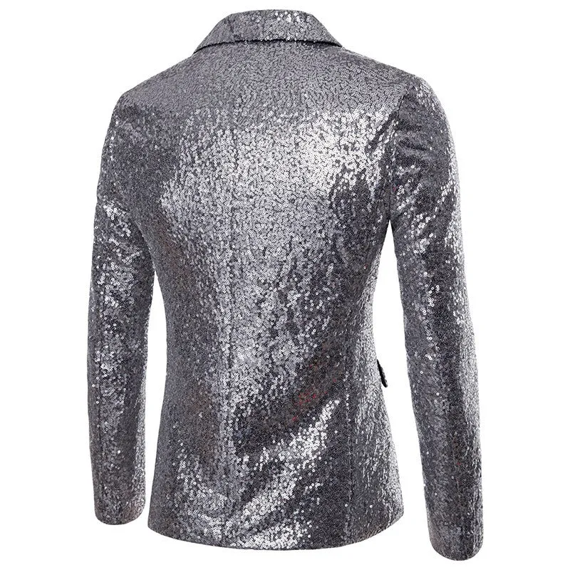 Men's Performance Blazer Sequins Suit Jacket Fit Wedding Coat | X36-X20