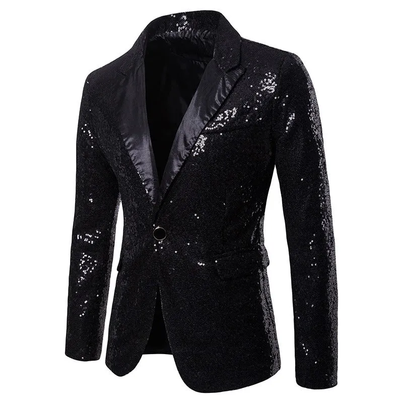 Men's Performance Blazer Sequins Suit Jacket Fit Wedding Coat | X36-X20