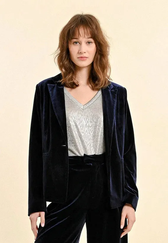 Molly Bracken Velvet Jacket NAVY