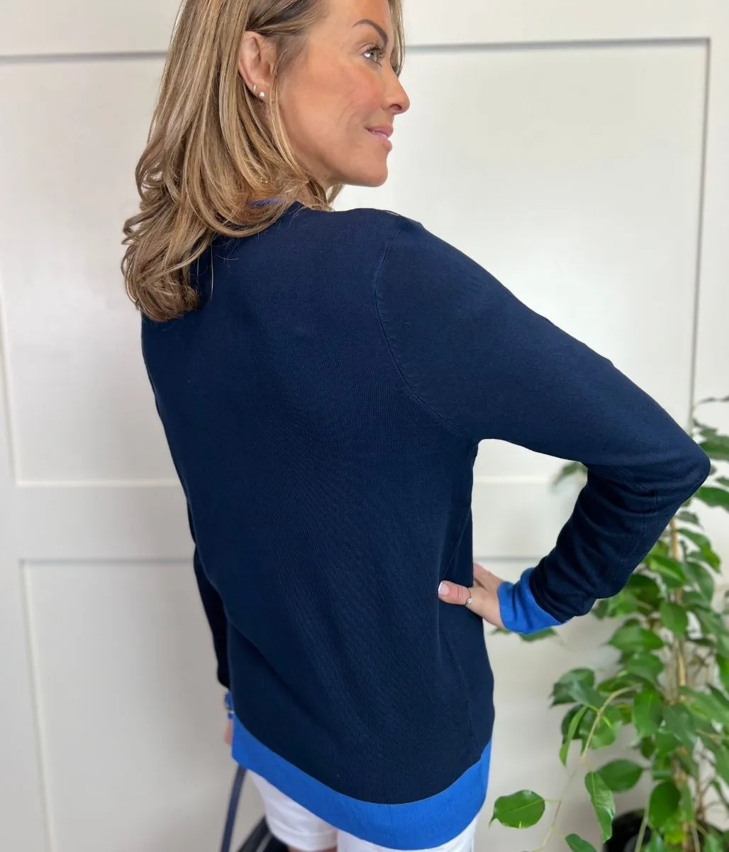 Navy Zip Shoulder Jumper