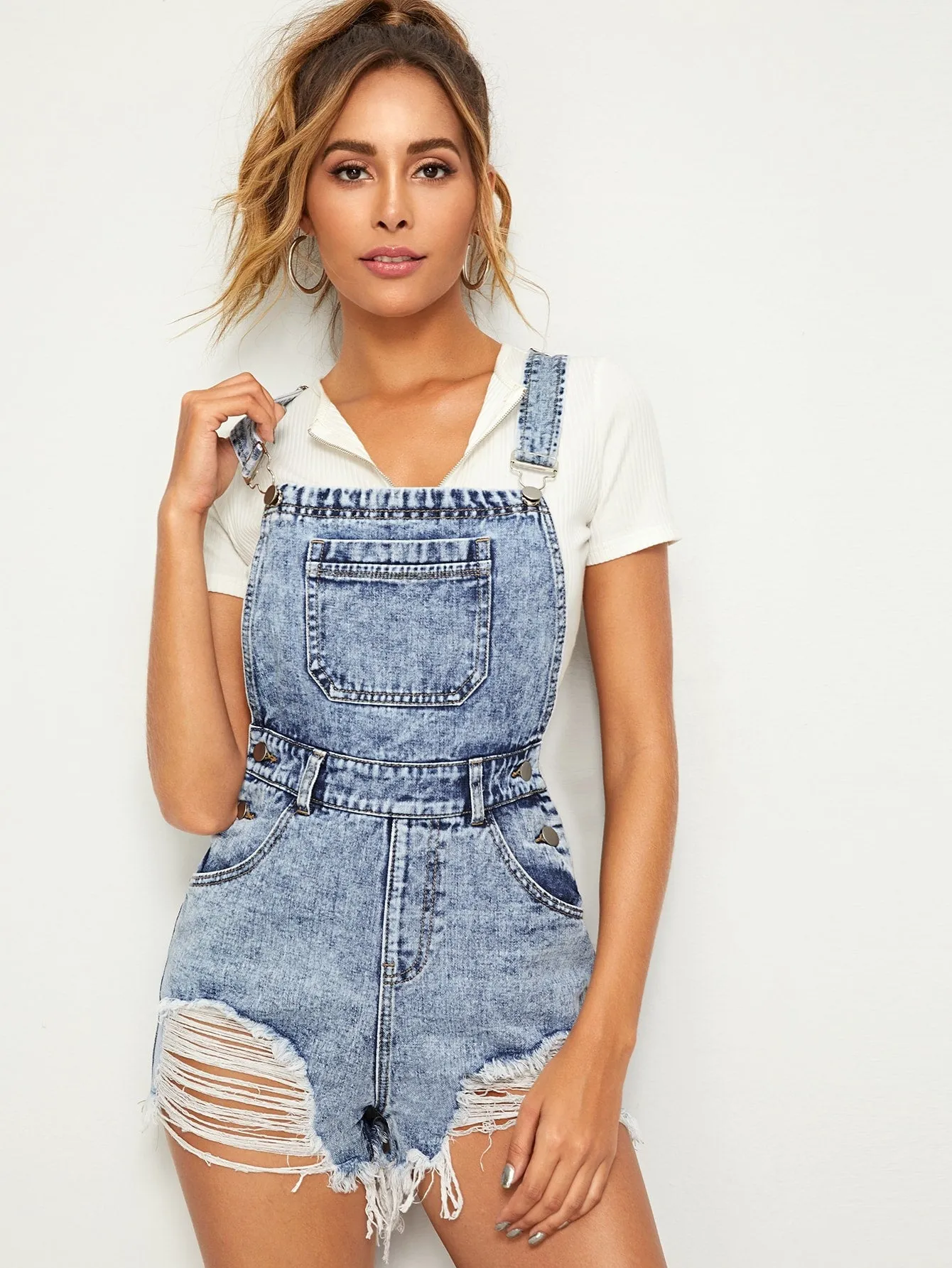 Ripped Detail Ripped Detail Denim Overall