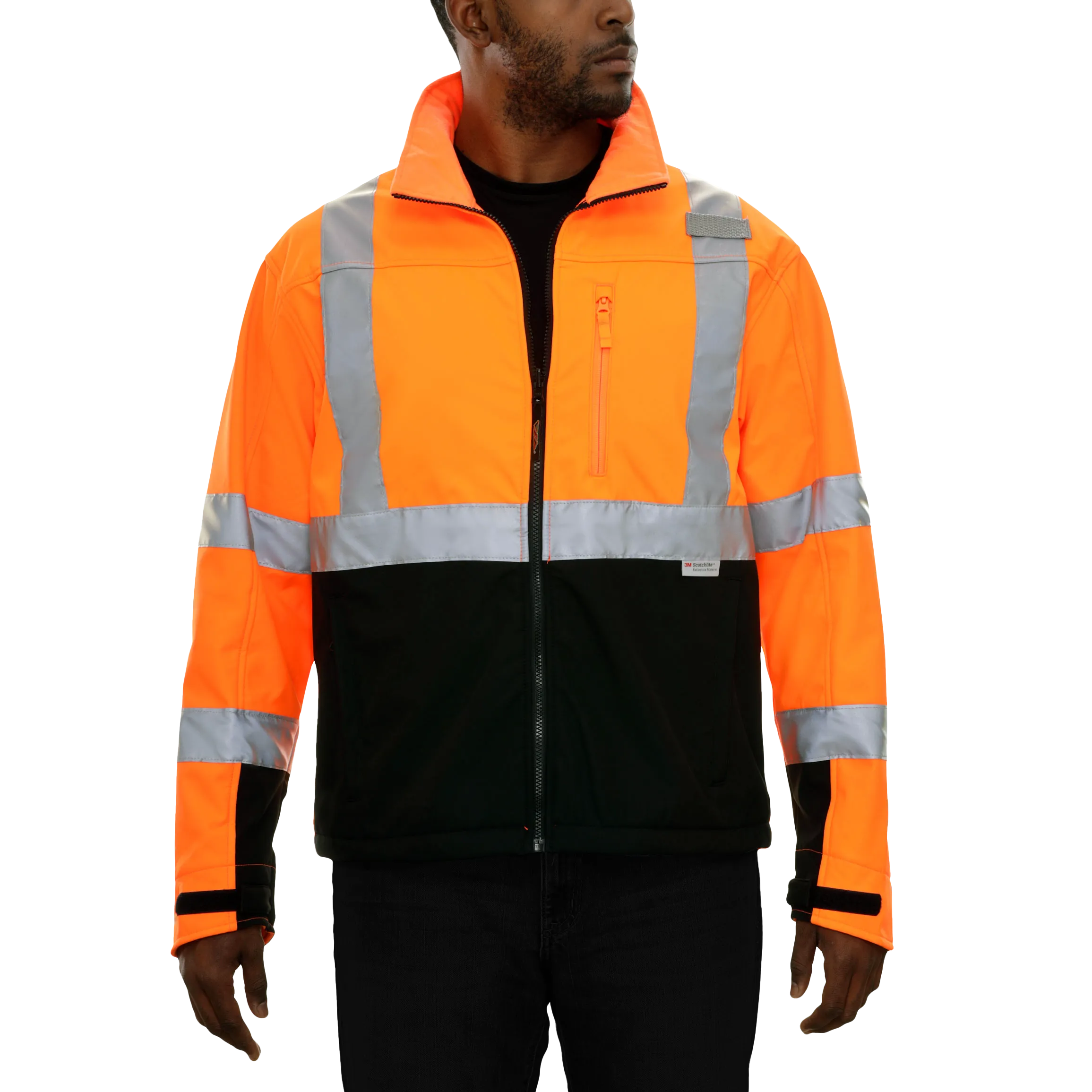 Safety Jacket Hi Vis Soft Shell Water Resistant X-Back Orange