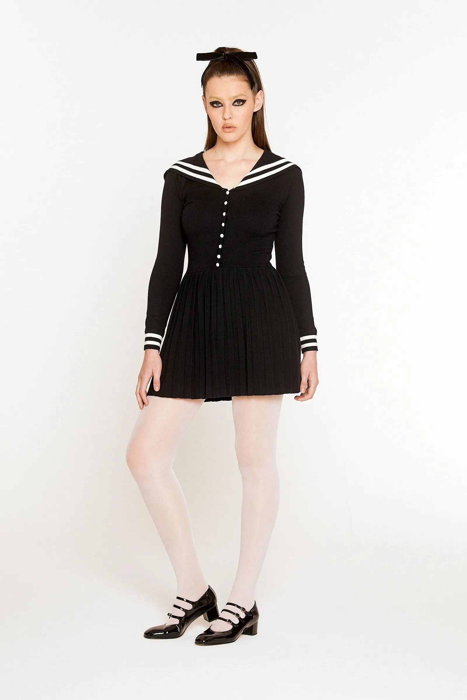 Sailor Pleated Knit Dress