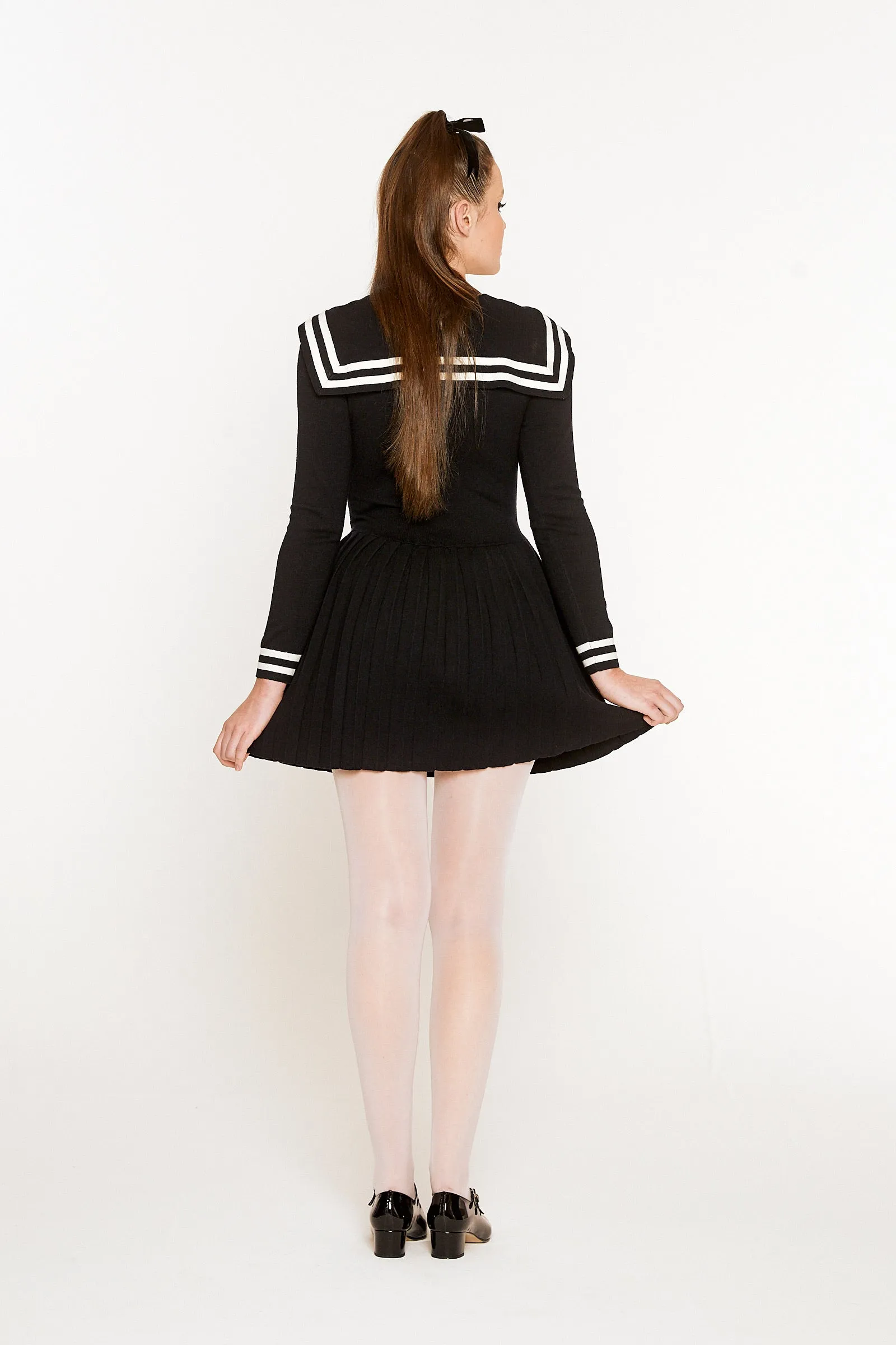 Sailor Pleated Knit Dress