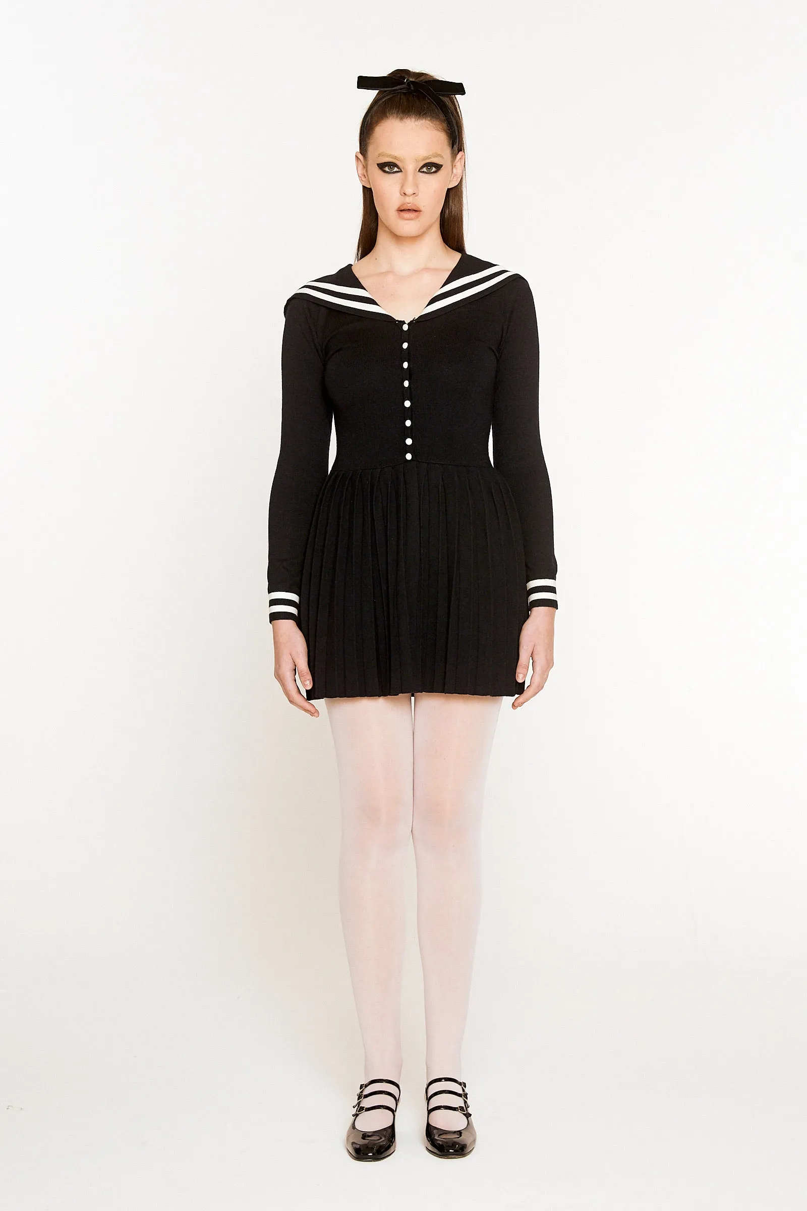 Sailor Pleated Knit Dress