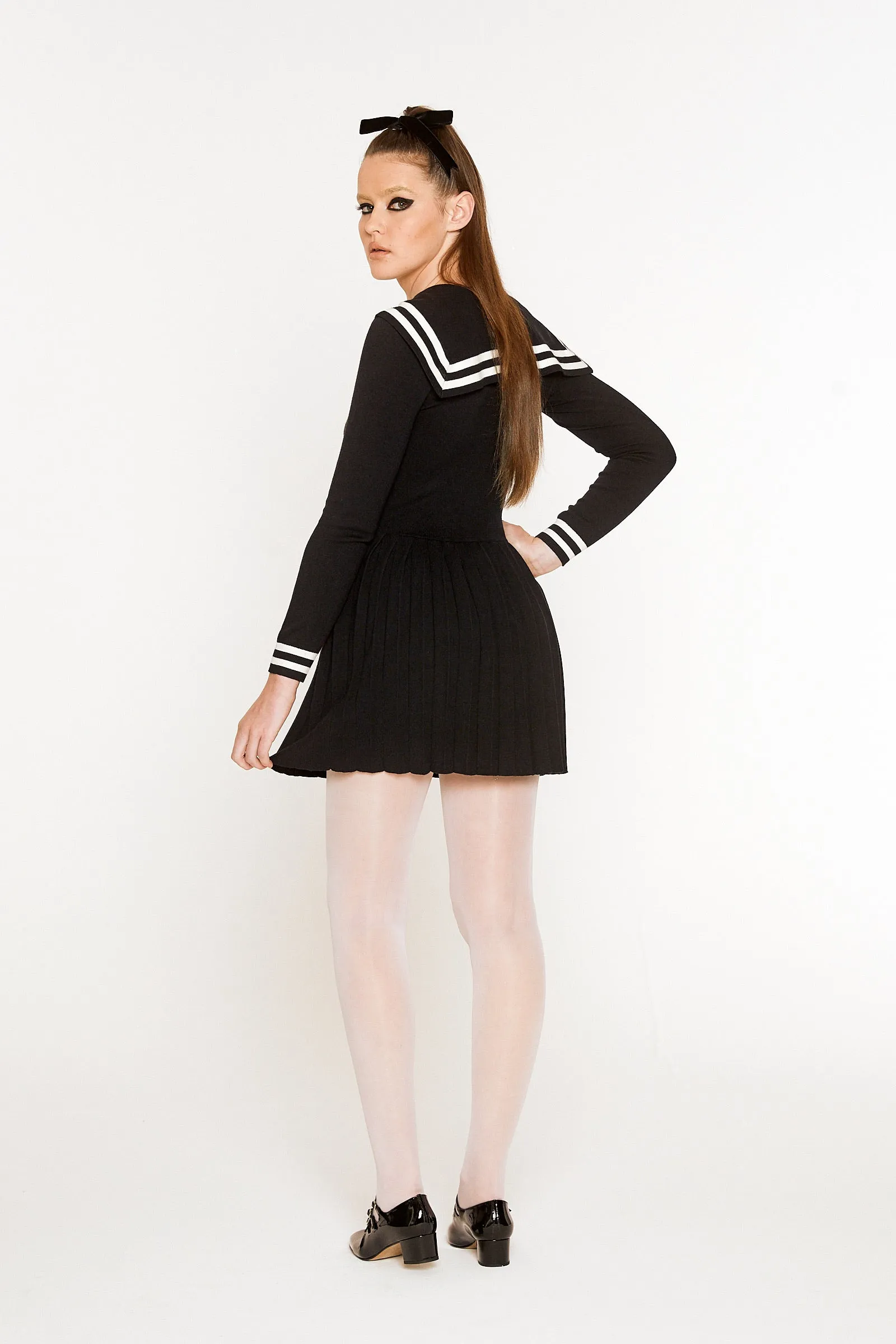 Sailor Pleated Knit Dress