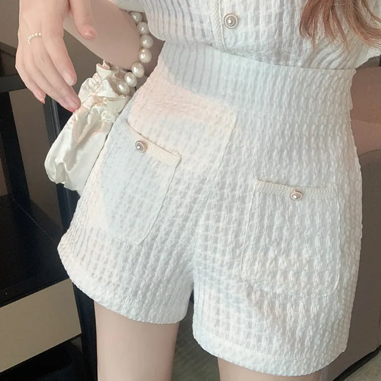 Short Sleeve Top High Waist Shorts Set