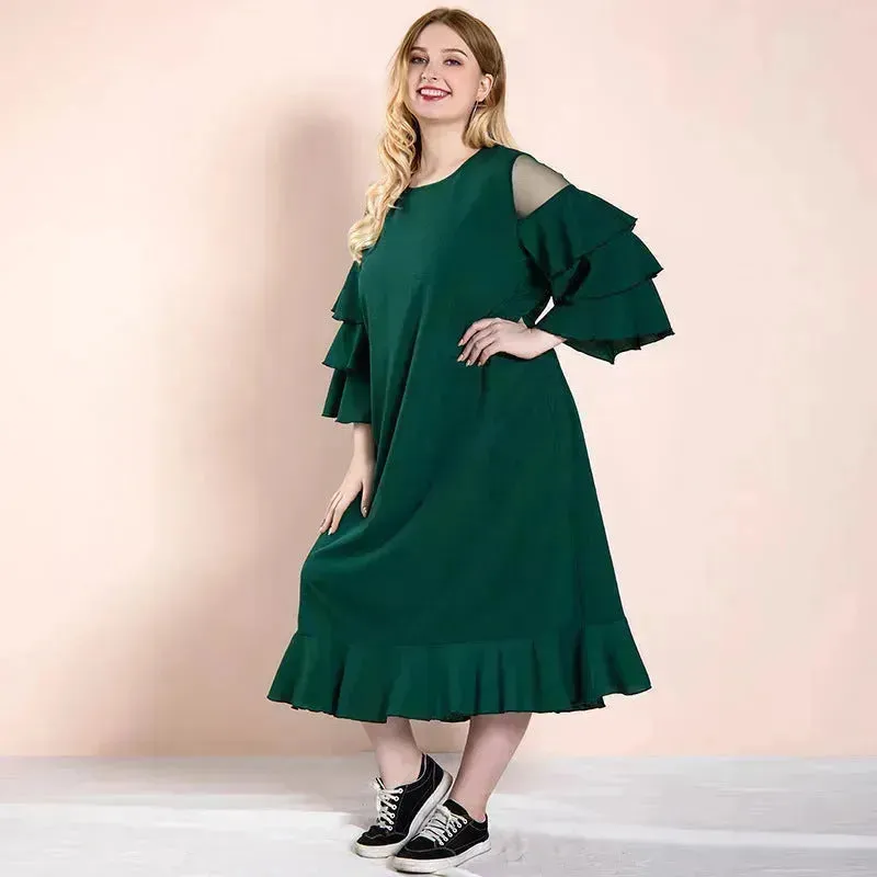 Spring And Summer Spot Women's Dress Plus Size Middle East Hot-selling Skirt dress for Mom Midi  Dress