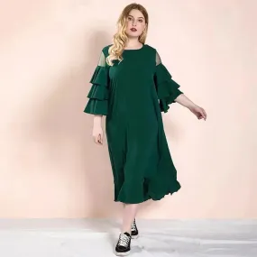 Spring And Summer Spot Women's Dress Plus Size Middle East Hot-selling Skirt dress for Mom Midi  Dress