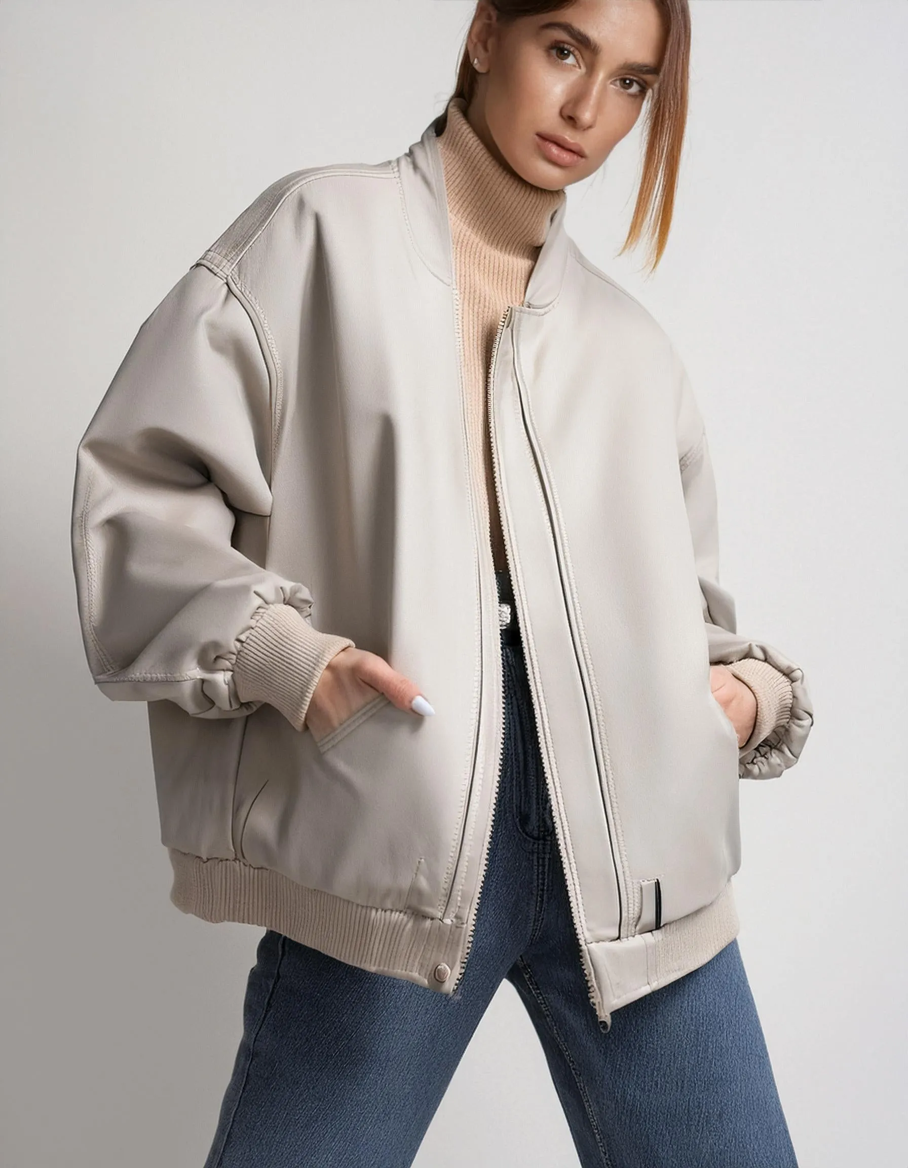 Stone Grey Bomber Jacket