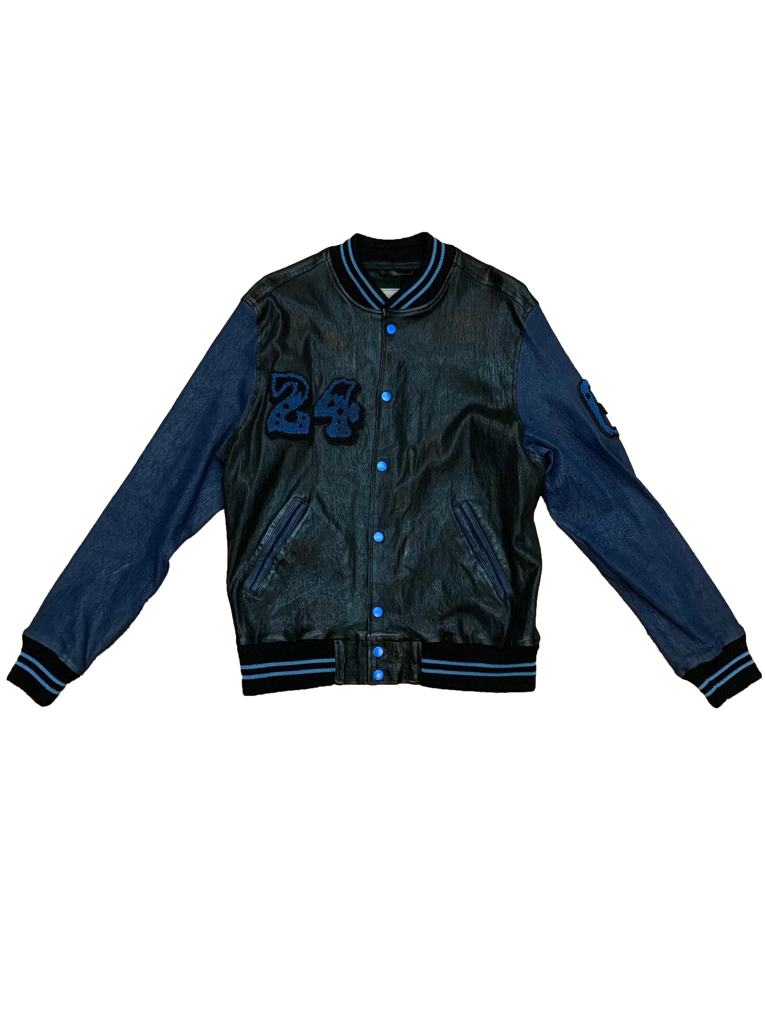 Stretch Leather Varsity Jacket