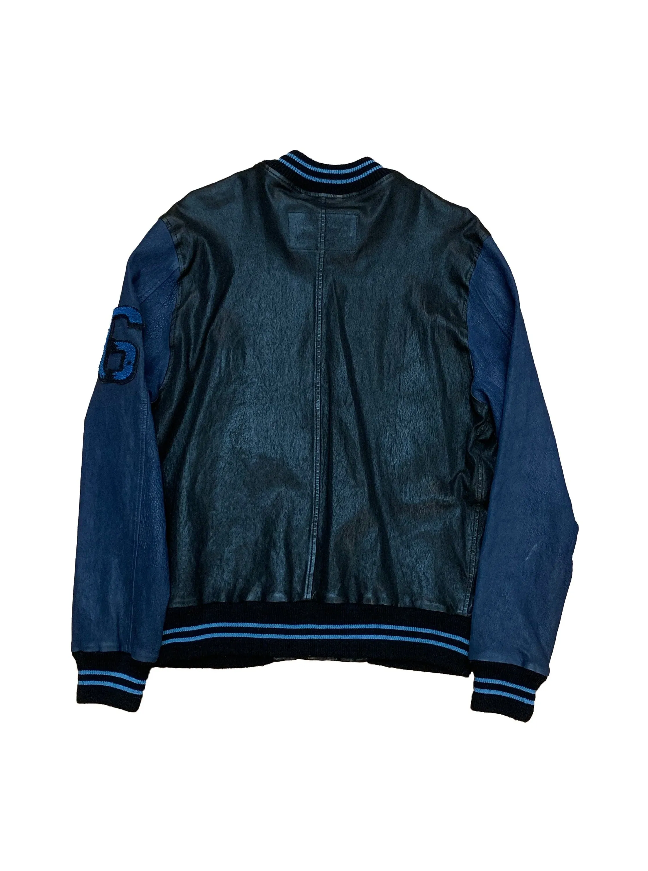 Stretch Leather Varsity Jacket