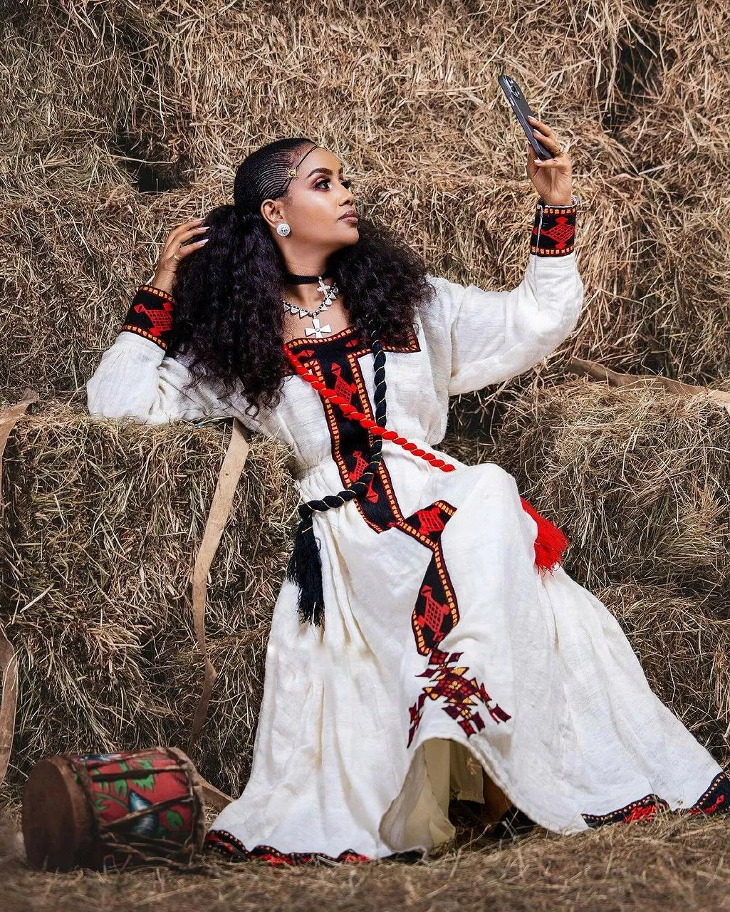 Striking Black and Red Cultural Habesha Dress with Traditional Elegance Habesha Kemis