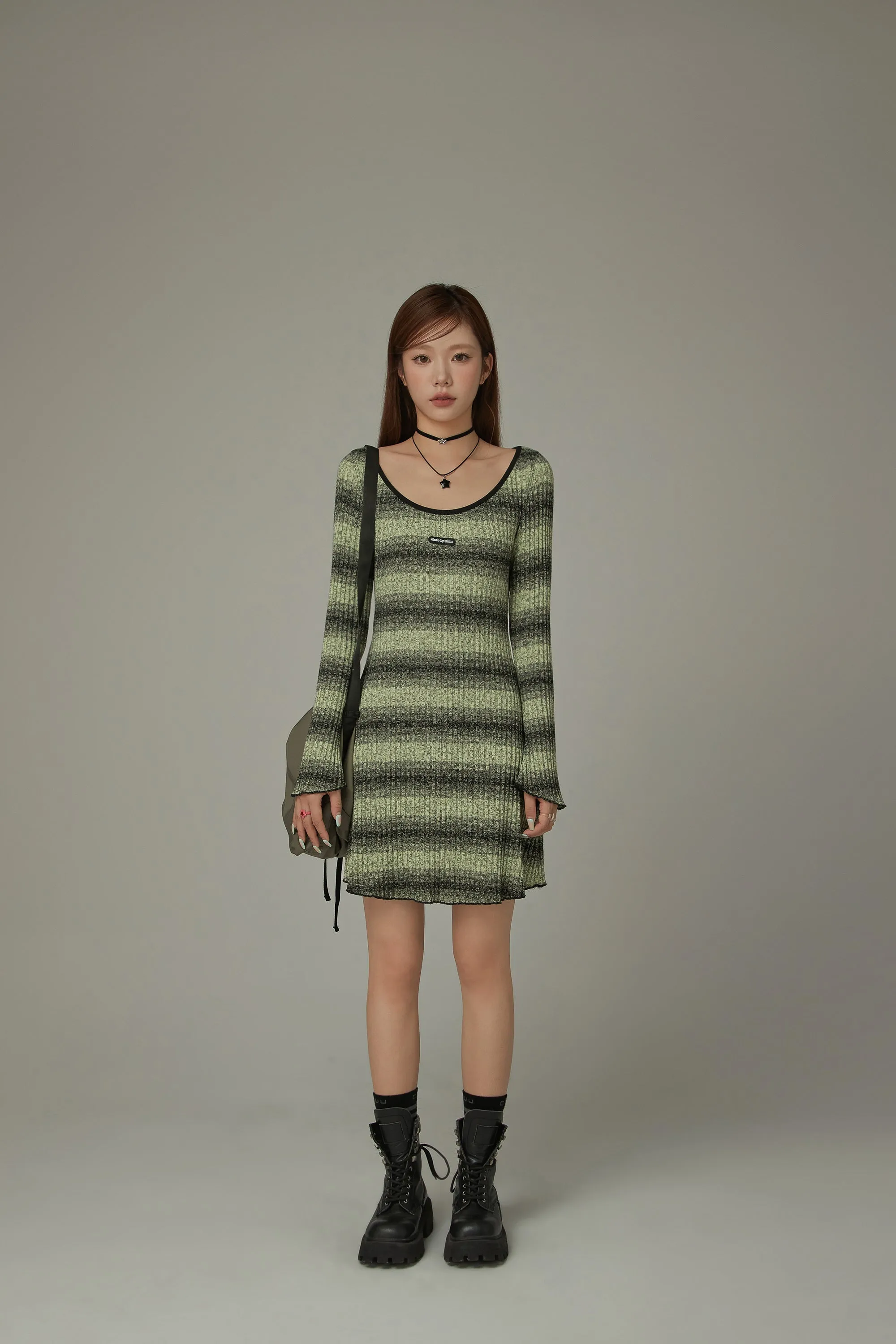 Striped Long Sleeve Knit Dress